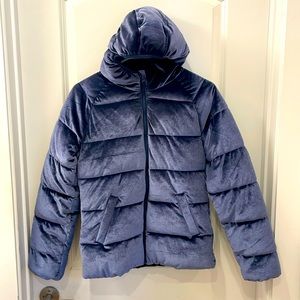 NWT kids Old Navy blue velvety puffer coat - XL (14)